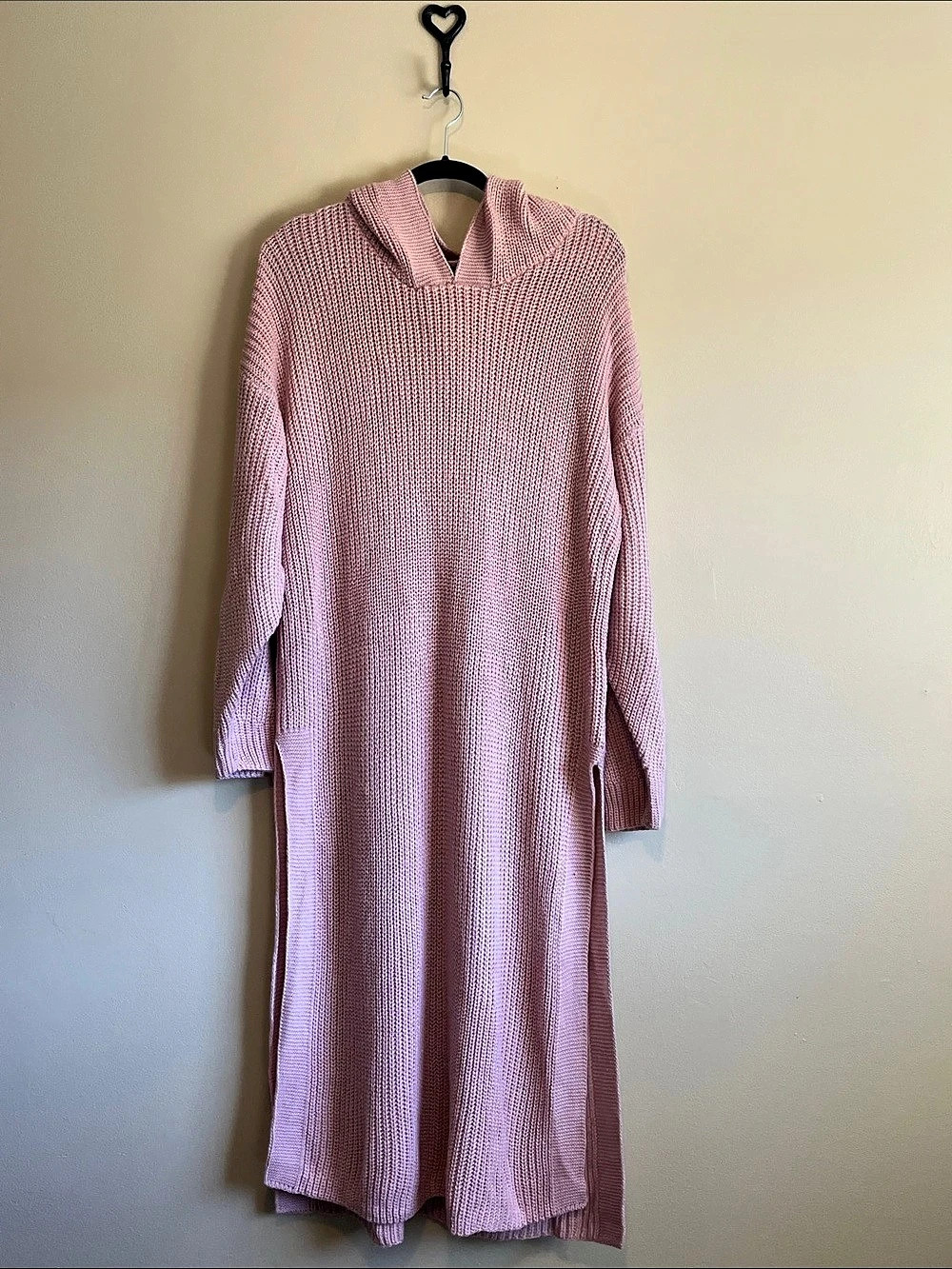 Pink Long Sleeve Sweater Dress